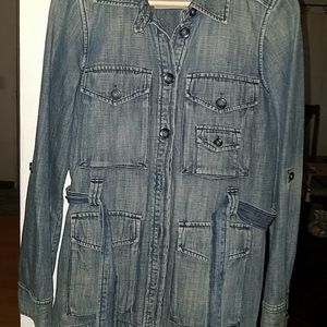 Gap deni long jacket , with  wrap belt.